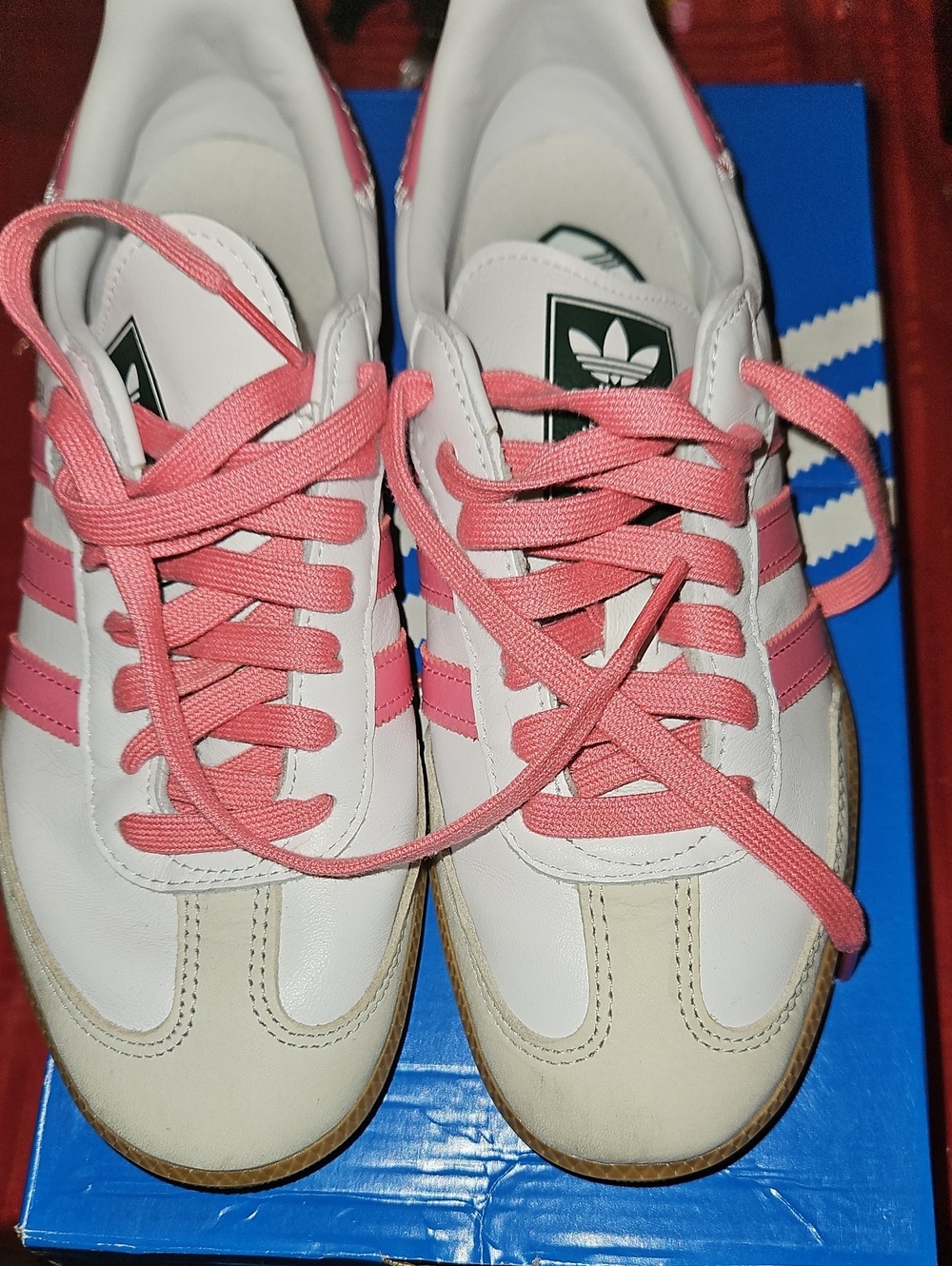 Adidas Women's White & Pink Classic Leather Sneakers. SAMBAS!